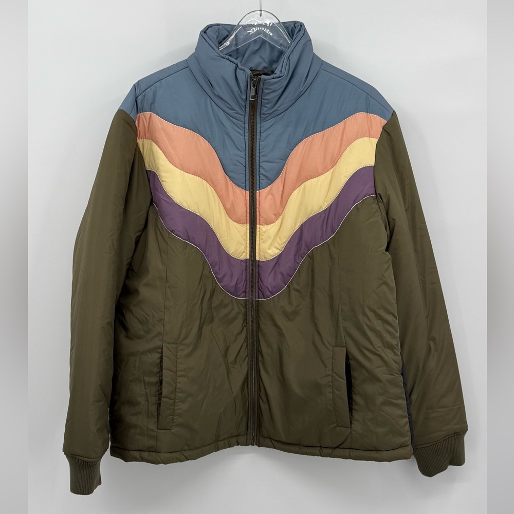 Cleo + Wolf Women's Rising Sun Color Block Puffer Jacket Mountain Boho Size XL - Picture 3 of 8
